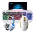  Beigu Mahu luminous game keyboard and mouse suit cheap donkey 112 white yellow+550 upgrade white keyboard+6118 white headset